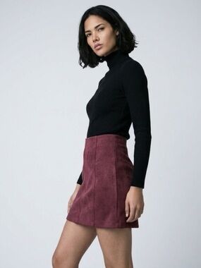 NWT Altar’d State Faux Suede Mini Skirt in Dark Cherry